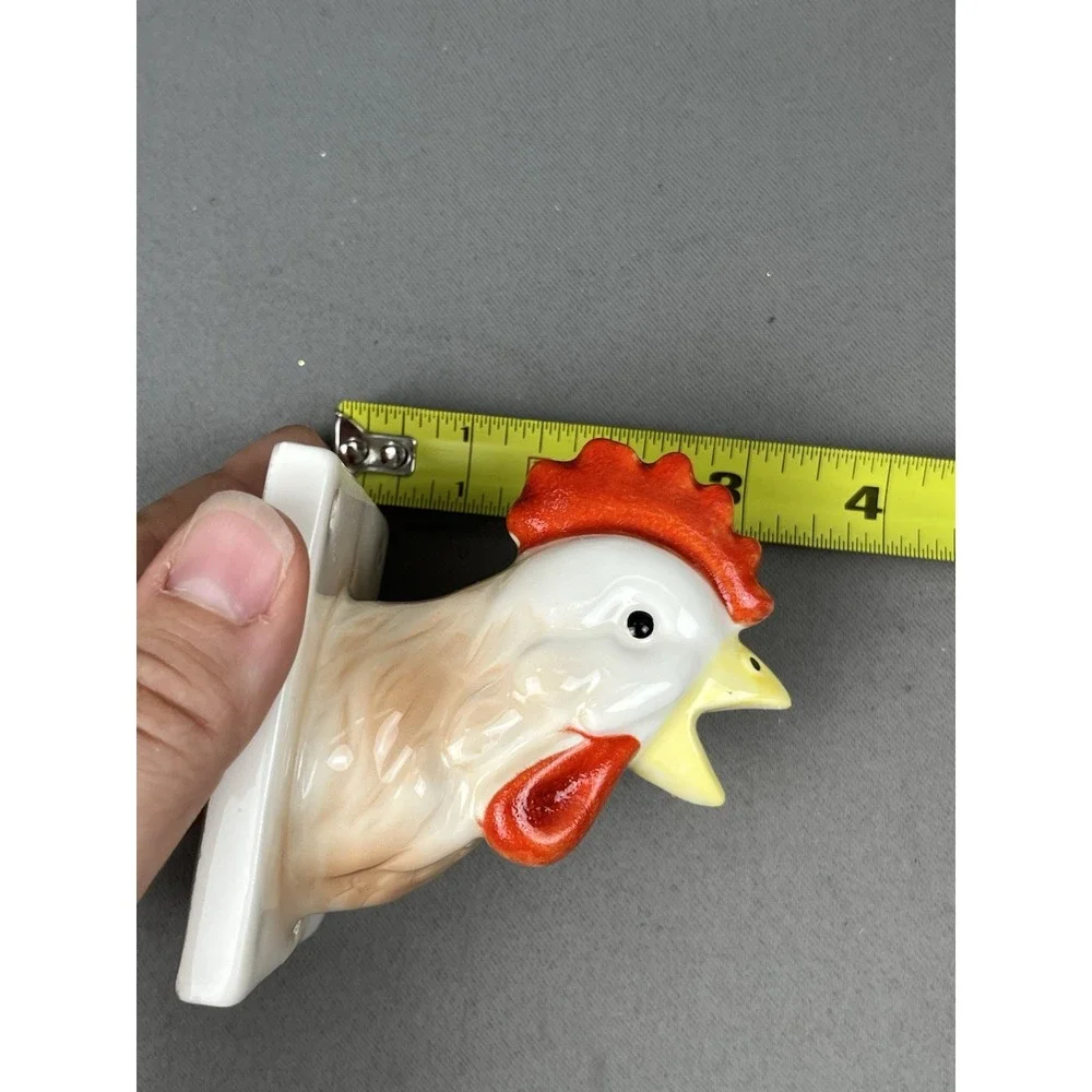Vintage Ceramic Apron Towel Hook Holder Lot 2 Piece Chicken Duck Head & Hardware